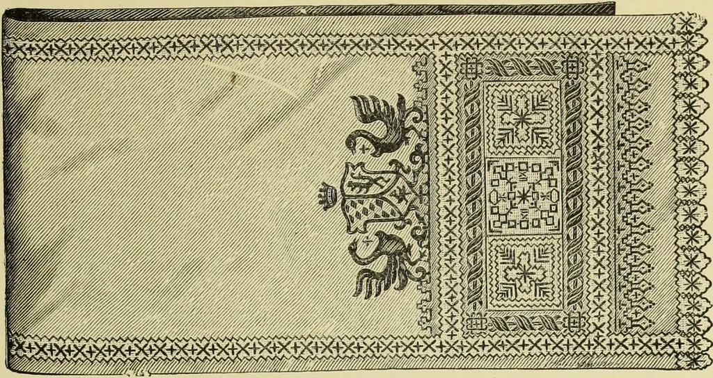 An illustration from The dictionary of needlework : an encyclopaedia of artistic, plain, and fancy needlework dealing fully with the details of all the stitches employed, the method of working, the materials used, the meaning of technical terms, and, where necessary, tracing the origin and history of the various works described, 1882, leaf 154