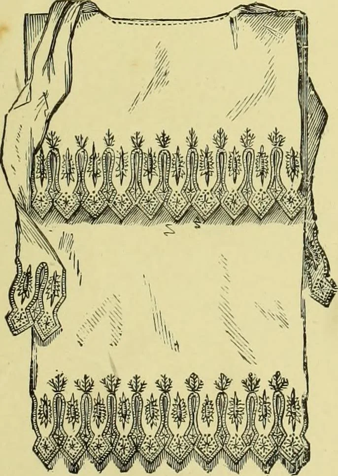 An illustration from The dictionary of needlework : an encyclopaedia of artistic, plain, and fancy needlework dealing fully with the details of all the stitches employed, the method of working, the materials used, the meaning of technical terms, and, where necessary, tracing the origin and history of the various works described, 1882, leaf 160