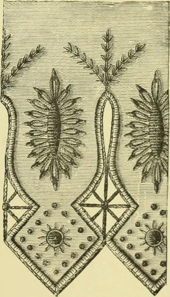 An illustration from The dictionary of needlework : an encyclopaedia of artistic, plain, and fancy needlework dealing fully with the details of all the stitches employed, the method of working, the materials used, the meaning of technical terms, and, where necessary, tracing the origin and history of the various works described, 1882, leaf 160