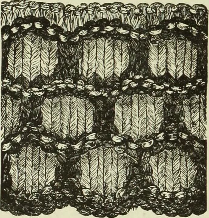 An illustration from The dictionary of needlework : an encyclopaedia of artistic, plain, and fancy needlework dealing fully with the details of all the stitches employed, the method of working, the materials used, the meaning of technical terms, and, where necessary, tracing the origin and history of the various works described, 1882, leaf 17