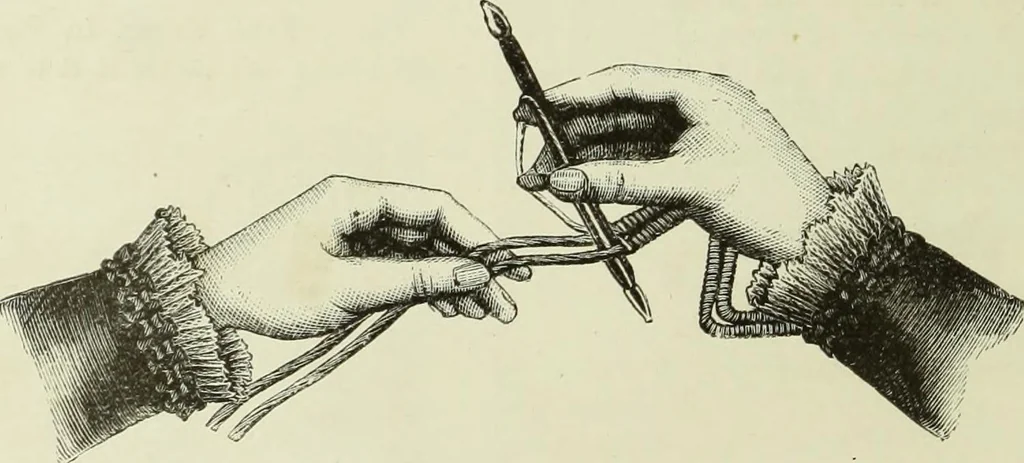 An illustration from The dictionary of needlework : an encyclopaedia of artistic, plain, and fancy needlework dealing fully with the details of all the stitches employed, the method of working, the materials used, the meaning of technical terms, and, where necessary, tracing the origin and history of the various works described, 1882, leaf 35