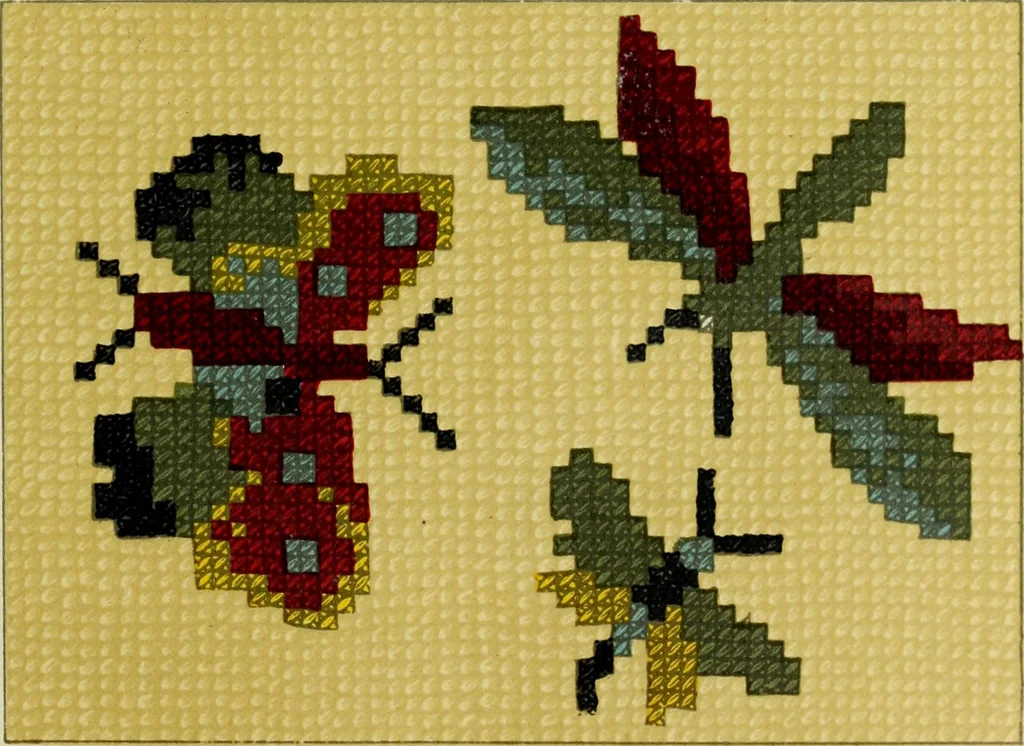 An illustration from The dictionary of needlework : an encyclopaedia of artistic, plain, and fancy needlework dealing fully with the details of all the stitches employed, the method of working, the materials used, the meaning of technical terms, and, where necessary, tracing the origin and history of the various works described, 1882, leaf 62