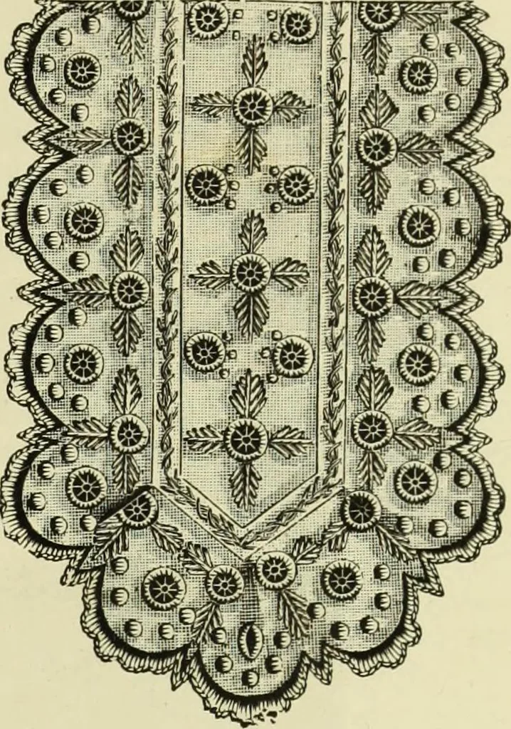 An illustration from The dictionary of needlework : an encyclopaedia of artistic, plain, and fancy needlework dealing fully with the details of all the stitches employed, the method of working, the materials used, the meaning of technical terms, and, where necessary, tracing the origin and history of the various works described, 1882, leaf 66