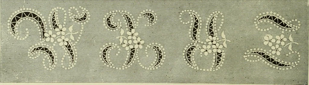 An illustration from The dictionary of needlework : an encyclopaedia of artistic, plain, and fancy needlework dealing fully with the details of all the stitches employed, the method of working, the materials used, the meaning of technical terms, and, where necessary, tracing the origin and history of the various works described, 1882, leaf 69