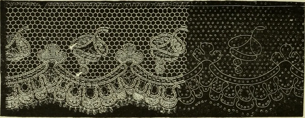 An illustration from The dictionary of needlework : an encyclopaedia of artistic, plain, and fancy needlework dealing fully with the details of all the stitches employed, the method of working, the materials used, the meaning of technical terms, and, where necessary, tracing the origin and history of the various works described, 1882, leaf 71