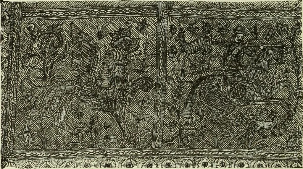 An illustration from The dictionary of needlework : an encyclopaedia of artistic, plain, and fancy needlework dealing fully with the details of all the stitches employed, the method of working, the materials used, the meaning of technical terms, and, where necessary, tracing the origin and history of the various works described, 1882, leaf 107