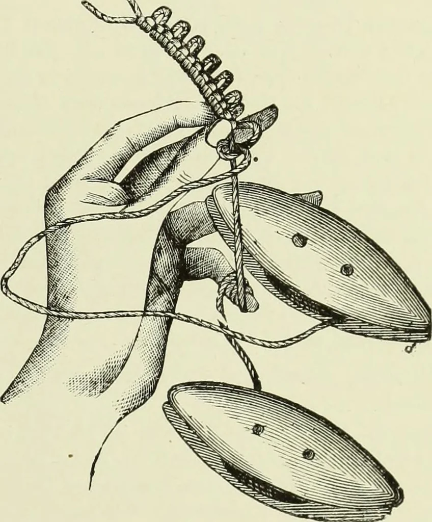 An illustration from The dictionary of needlework : an encyclopaedia of artistic, plain, and fancy needlework dealing fully with the details of all the stitches employed, the method of working, the materials used, the meaning of technical terms, and, where necessary, tracing the origin and history of the various works described, 1882, leaf 114