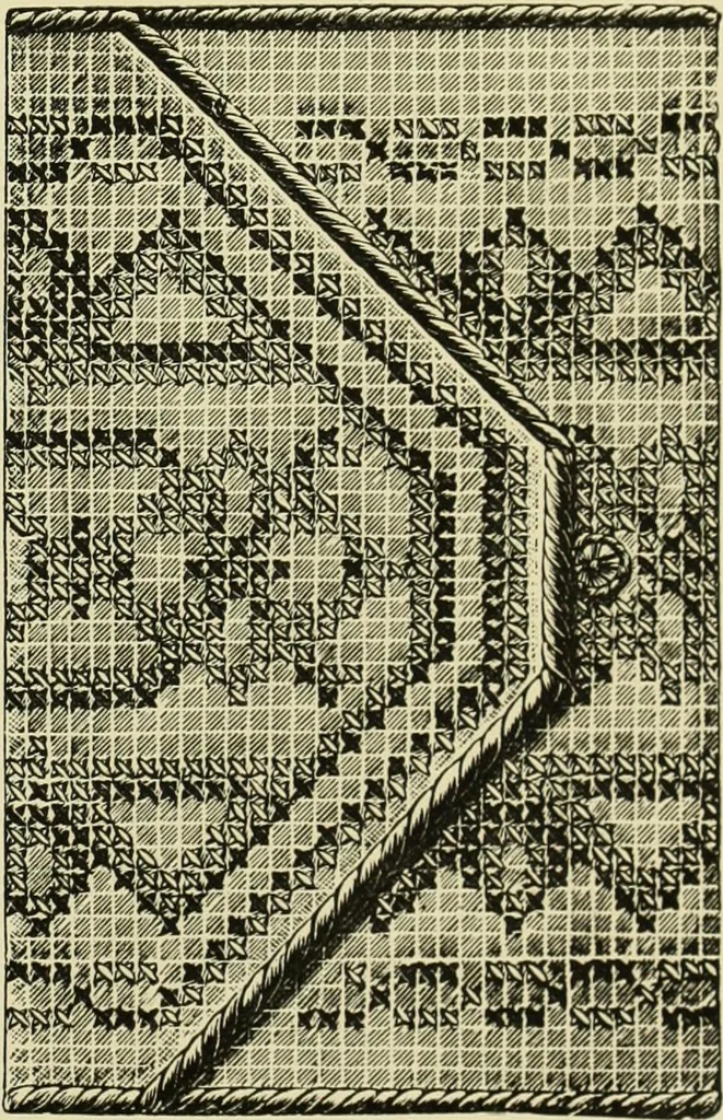 An illustration from The dictionary of needlework : an encyclopaedia of artistic, plain, and fancy needlework dealing fully with the details of all the stitches employed, the method of working, the materials used, the meaning of technical terms, and, where necessary, tracing the origin and history of the various works described, 1882, leaf 136
