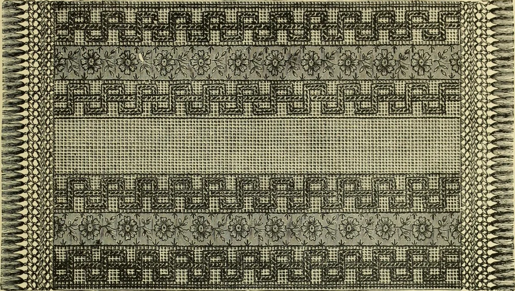 An illustration from The dictionary of needlework : an encyclopaedia of artistic, plain, and fancy needlework dealing fully with the details of all the stitches employed, the method of working, the materials used, the meaning of technical terms, and, where necessary, tracing the origin and history of the various works described, 1882, leaf 146