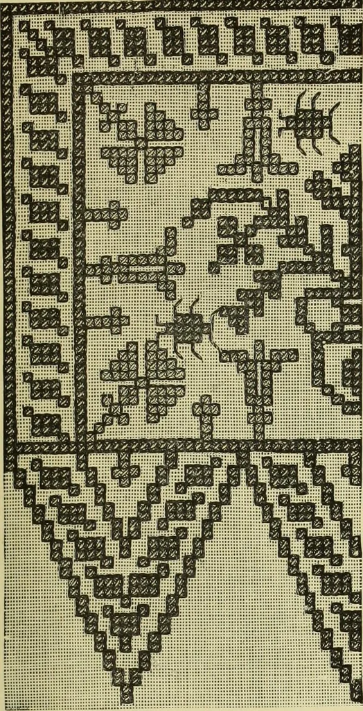 An illustration from The dictionary of needlework : an encyclopaedia of artistic, plain, and fancy needlework dealing fully with the details of all the stitches employed, the method of working, the materials used, the meaning of technical terms, and, where necessary, tracing the origin and history of the various works described, 1882, leaf 154