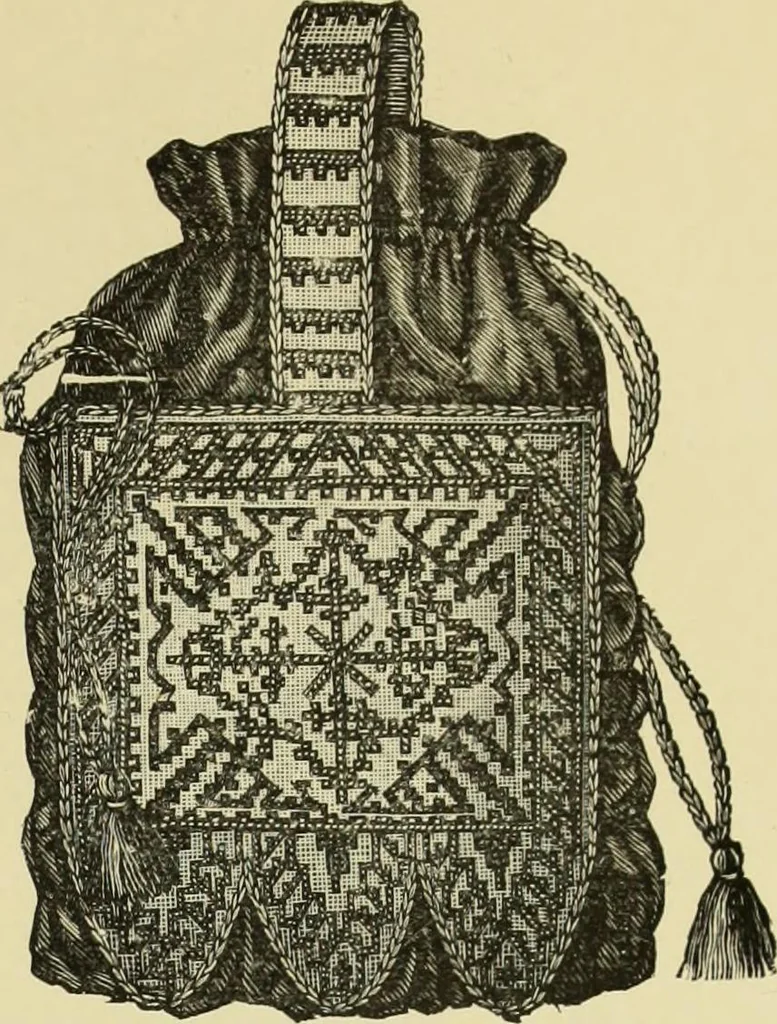 An illustration from The dictionary of needlework : an encyclopaedia of artistic, plain, and fancy needlework dealing fully with the details of all the stitches employed, the method of working, the materials used, the meaning of technical terms, and, where necessary, tracing the origin and history of the various works described, 1882, leaf 154
