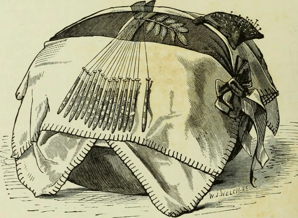 An illustration from The dictionary of needlework : an encyclopaedia of artistic, plain, and fancy needlework dealing fully with the details of all the stitches employed, the method of working, the materials used, the meaning of technical terms, and, where necessary, tracing the origin and history of the various works described, 1882, leaf 17
