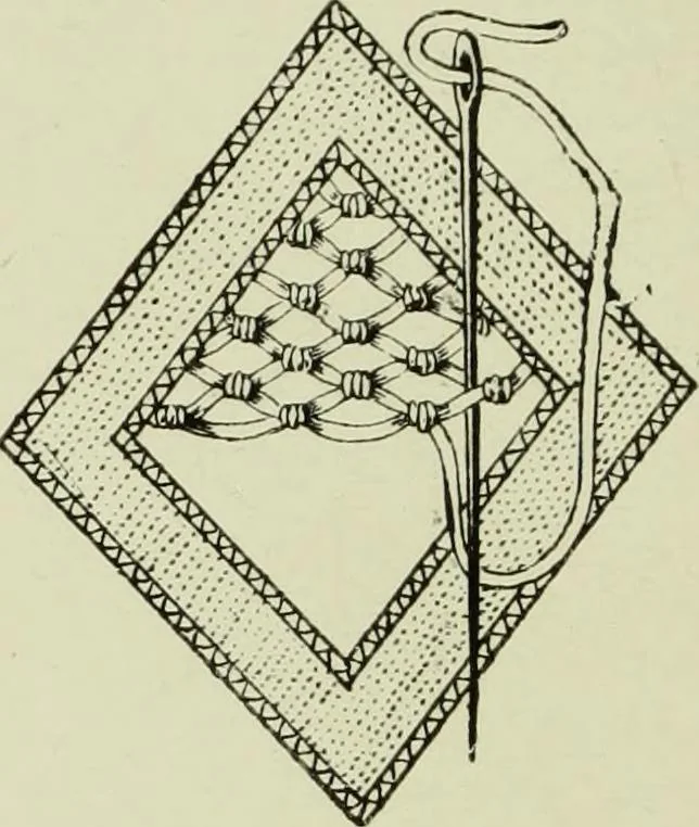 An illustration from The dictionary of needlework : an encyclopaedia of artistic, plain, and fancy needlework dealing fully with the details of all the stitches employed, the method of working, the materials used, the meaning of technical terms, and, where necessary, tracing the origin and history of the various works described, 1882, leaf 35