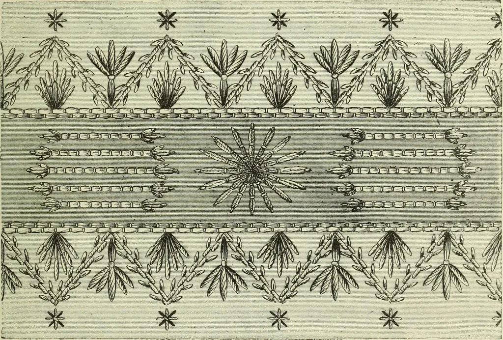 An illustration from The dictionary of needlework : an encyclopaedia of artistic, plain, and fancy needlework dealing fully with the details of all the stitches employed, the method of working, the materials used, the meaning of technical terms, and, where necessary, tracing the origin and history of the various works described, 1882, leaf 36