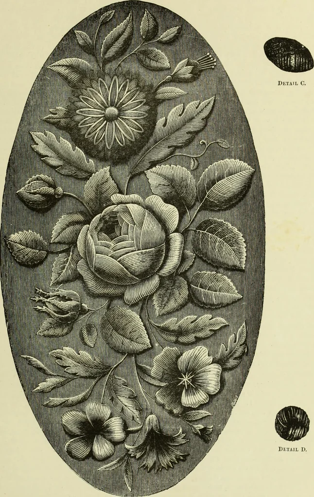 An illustration from The dictionary of needlework : an encyclopaedia of artistic, plain, and fancy needlework dealing fully with the details of all the stitches employed, the method of working, the materials used, the meaning of technical terms, and, where necessary, tracing the origin and history of the various works described, 1882, leaf 46