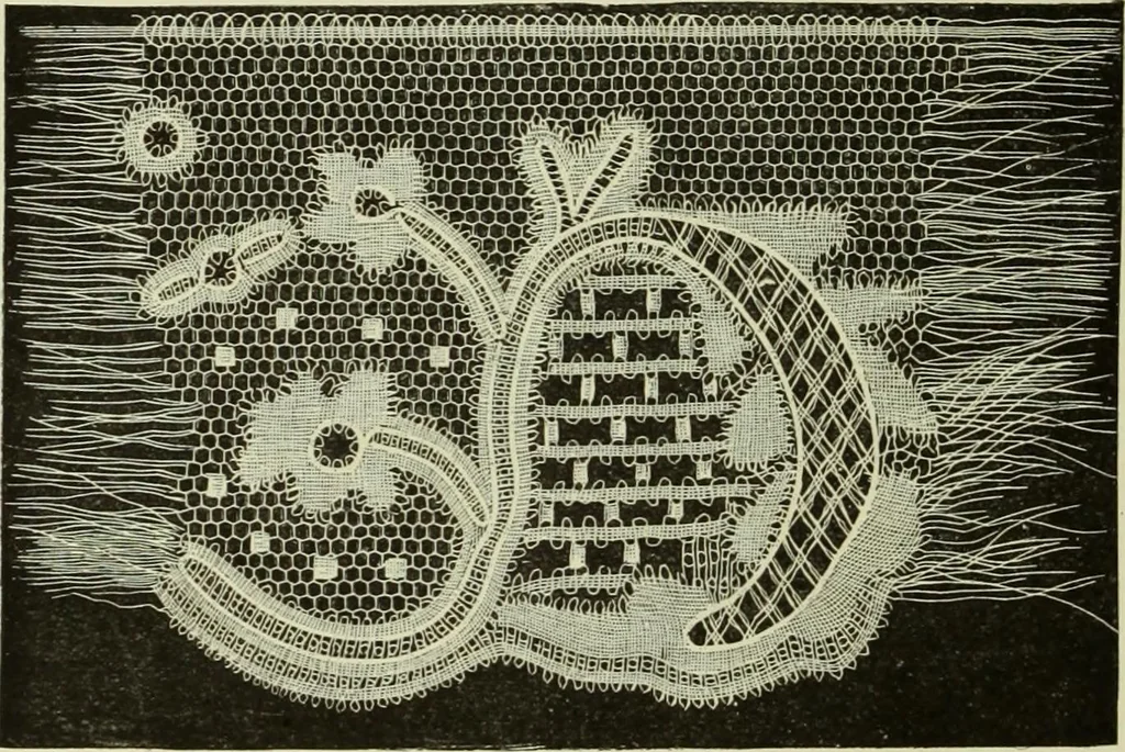 An illustration from The dictionary of needlework : an encyclopaedia of artistic, plain, and fancy needlework dealing fully with the details of all the stitches employed, the method of working, the materials used, the meaning of technical terms, and, where necessary, tracing the origin and history of the various works described, 1882, leaf 49