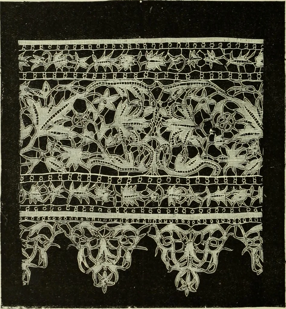 An illustration from The dictionary of needlework : an encyclopaedia of artistic, plain, and fancy needlework dealing fully with the details of all the stitches employed, the method of working, the materials used, the meaning of technical terms, and, where necessary, tracing the origin and history of the various works described, 1882, leaf 51