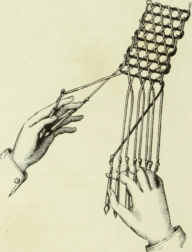 An illustration from The dictionary of needlework : an encyclopaedia of artistic, plain, and fancy needlework dealing fully with the details of all the stitches employed, the method of working, the materials used, the meaning of technical terms, and, where necessary, tracing the origin and history of the various works described, 1882, leaf 69