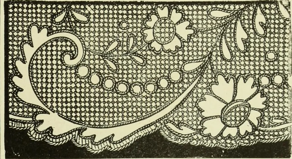 An illustration from The dictionary of needlework : an encyclopaedia of artistic, plain, and fancy needlework dealing fully with the details of all the stitches employed, the method of working, the materials used, the meaning of technical terms, and, where necessary, tracing the origin and history of the various works described, 1882, leaf 90