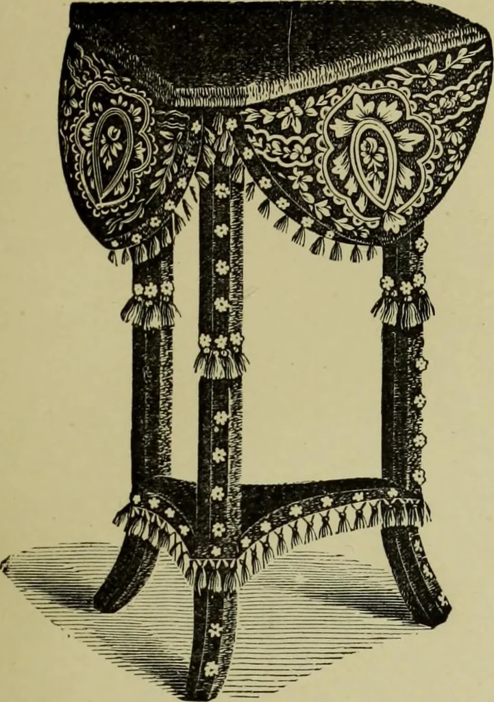 An illustration from The dictionary of needlework : an encyclopaedia of artistic, plain, and fancy needlework dealing fully with the details of all the stitches employed, the method of working, the materials used, the meaning of technical terms, and, where necessary, tracing the origin and history of the various works described, 1882, leaf 101