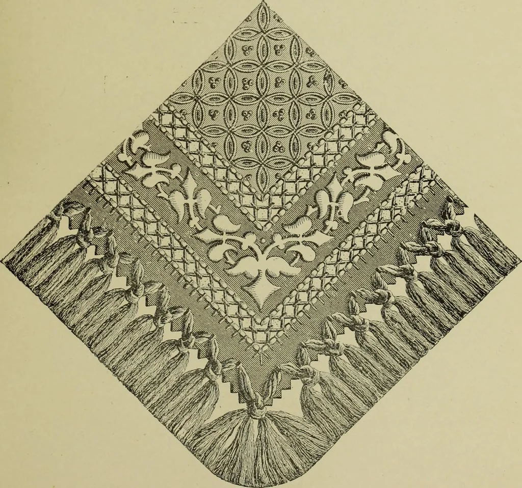 An illustration from The dictionary of needlework : an encyclopaedia of artistic, plain, and fancy needlework dealing fully with the details of all the stitches employed, the method of working, the materials used, the meaning of technical terms, and, where necessary, tracing the origin and history of the various works described, 1882, leaf 123