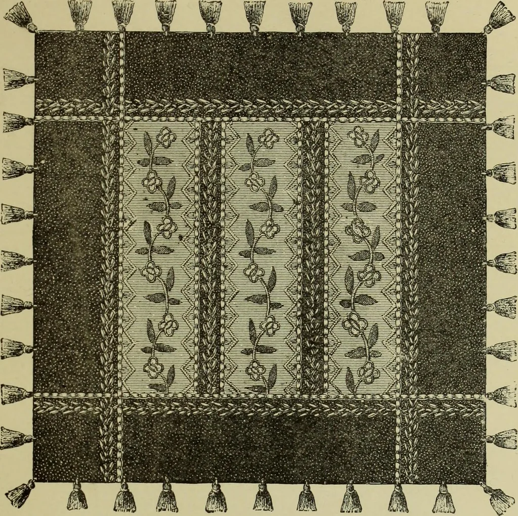 An illustration from The dictionary of needlework : an encyclopaedia of artistic, plain, and fancy needlework dealing fully with the details of all the stitches employed, the method of working, the materials used, the meaning of technical terms, and, where necessary, tracing the origin and history of the various works described, 1882, leaf 129