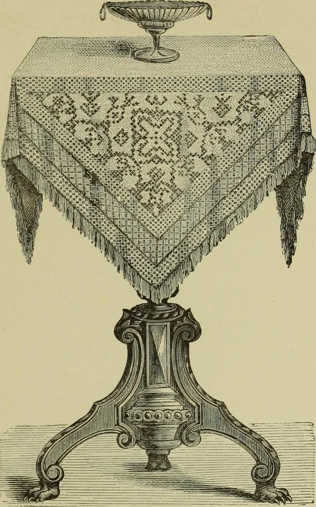 An illustration from The dictionary of needlework : an encyclopaedia of artistic, plain, and fancy needlework dealing fully with the details of all the stitches employed, the method of working, the materials used, the meaning of technical terms, and, where necessary, tracing the origin and history of the various works described, 1882, leaf 133
