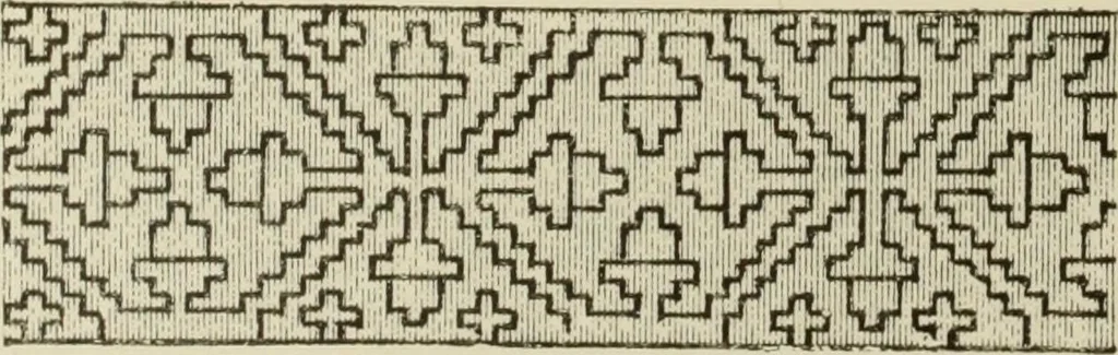 An illustration from The dictionary of needlework : an encyclopaedia of artistic, plain, and fancy needlework dealing fully with the details of all the stitches employed, the method of working, the materials used, the meaning of technical terms, and, where necessary, tracing the origin and history of the various works described, 1882, leaf 30