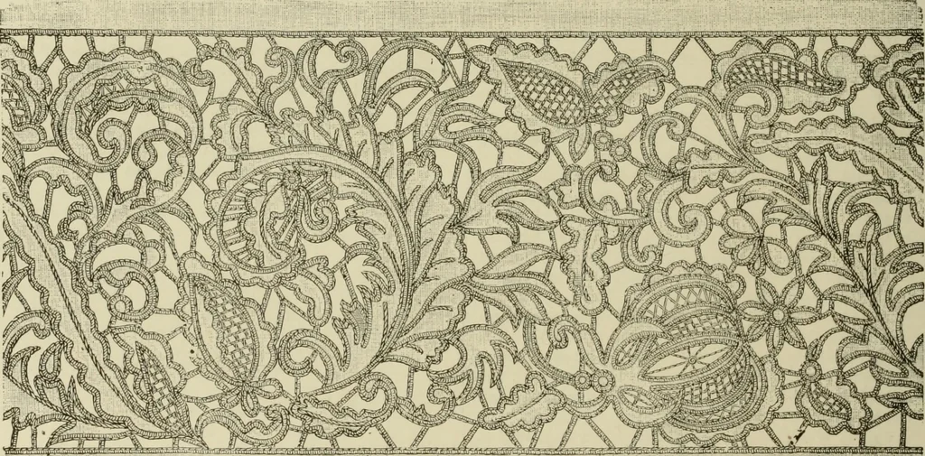 An illustration from The dictionary of needlework : an encyclopaedia of artistic, plain, and fancy needlework dealing fully with the details of all the stitches employed, the method of working, the materials used, the meaning of technical terms, and, where necessary, tracing the origin and history of the various works described, 1882, leaf 46