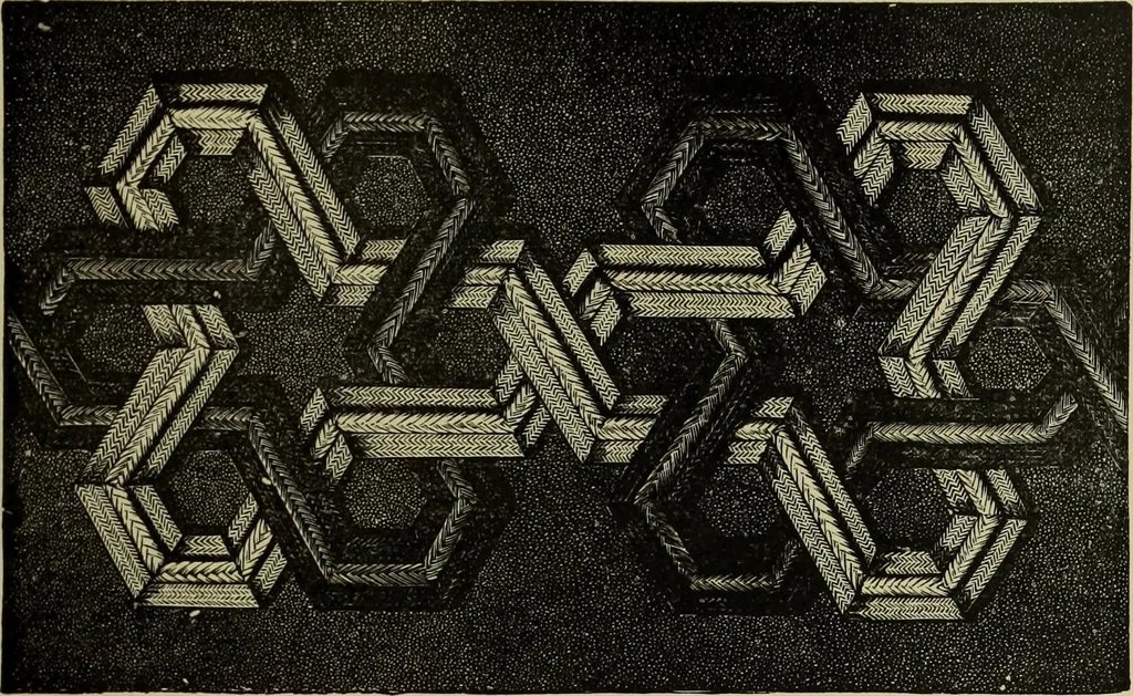 An illustration from The dictionary of needlework : an encyclopaedia of artistic, plain, and fancy needlework dealing fully with the details of all the stitches employed, the method of working, the materials used, the meaning of technical terms, and, where necessary, tracing the origin and history of the various works described, 1882, leaf 95