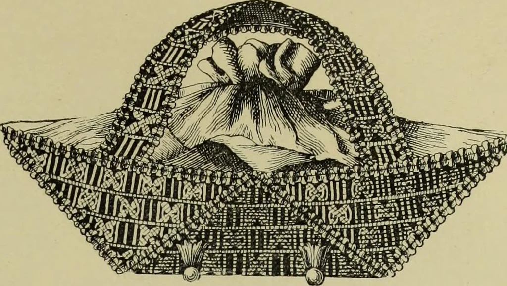 An illustration from The dictionary of needlework : an encyclopaedia of artistic, plain, and fancy needlework dealing fully with the details of all the stitches employed, the method of working, the materials used, the meaning of technical terms, and, where necessary, tracing the origin and history of the various works described, 1882, leaf 97