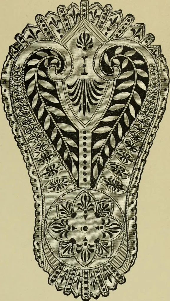 An illustration from The dictionary of needlework : an encyclopaedia of artistic, plain, and fancy needlework dealing fully with the details of all the stitches employed, the method of working, the materials used, the meaning of technical terms, and, where necessary, tracing the origin and history of the various works described, 1882, leaf 99