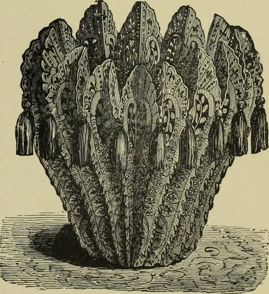 An illustration from The dictionary of needlework : an encyclopaedia of artistic, plain, and fancy needlework dealing fully with the details of all the stitches employed, the method of working, the materials used, the meaning of technical terms, and, where necessary, tracing the origin and history of the various works described, 1882, leaf 99