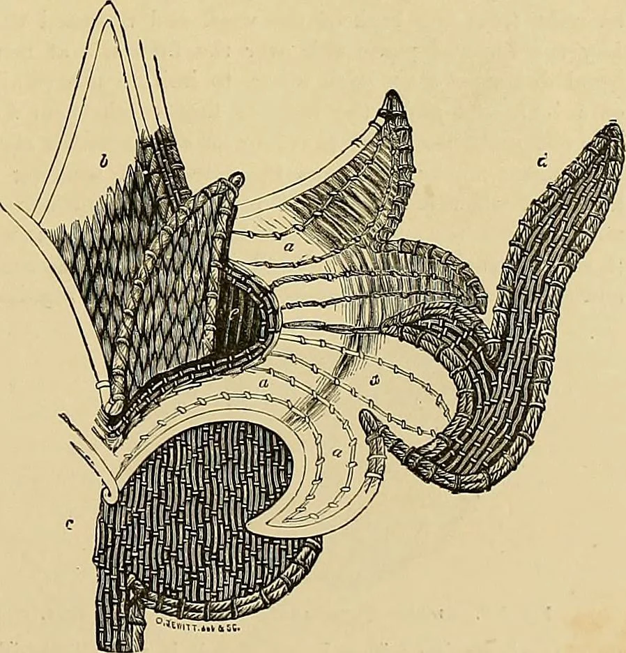 An illustration from The dictionary of needlework : an encyclopaedia of artistic, plain, and fancy needlework. Dealing fully with the details of all the stitches employed, the method of working, the materials used, the meaning of technical terms, and, where necessary, tracing the origin and history of the various works described. Illustrated with upwards of 800 wood engravings, and coloured plates. Plain sewing, textiles, dressmaking, appliances, and terms, 1885, leaf 96