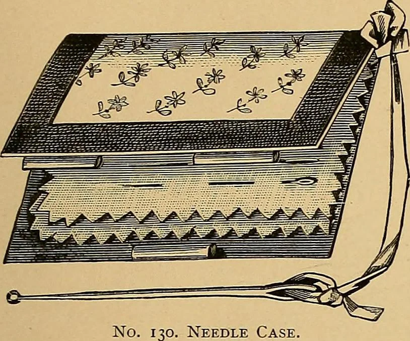 An illustration from The dictionary of needlework : an encyclopaedia of artistic, plain, and fancy needlework. Dealing fully with the details of all the stitches employed, the method of working, the materials used, the meaning of technical terms, and, where necessary, tracing the origin and history of the various works described. Illustrated with upwards of 800 wood engravings, and coloured plates. Plain sewing, textiles, dressmaking, appliances, and terms, 1885, leaf 149