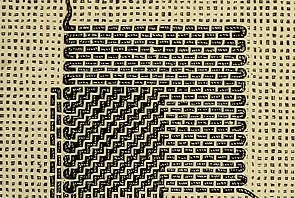 An illustration from The dictionary of needlework : an encyclopaedia of artistic, plain, and fancy needlework. Dealing fully with the details of all the stitches employed, the method of working, the materials used, the meaning of technical terms, and, where necessary, tracing the origin and history of the various works described. Illustrated with upwards of 800 wood engravings, and coloured plates. Plain sewing, textiles, dressmaking, appliances, and terms, 1885, leaf 63