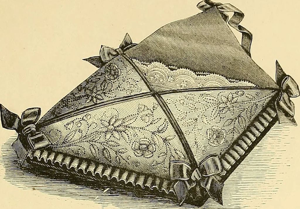 An illustration from The dictionary of needlework : an encyclopaedia of artistic, plain, and fancy needlework. Dealing fully with the details of all the stitches employed, the method of working, the materials used, the meaning of technical terms, and, where necessary, tracing the origin and history of the various works described. Illustrated with upwards of 800 wood engravings, and coloured plates. Plain sewing, textiles, dressmaking, appliances, and terms, 1885, leaf 120