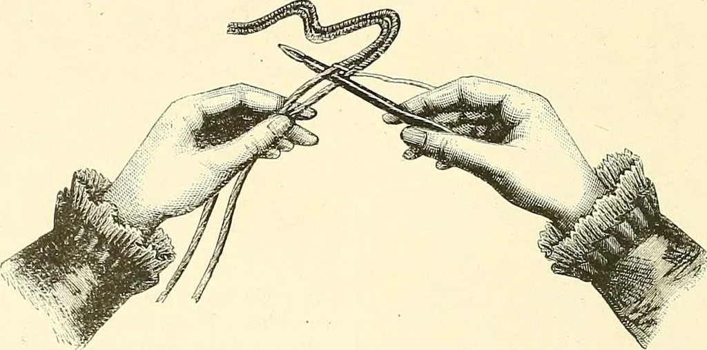 An illustration from The dictionary of needlework : an encyclopaedia of artistic, plain, and fancy needlework. Dealing fully with the details of all the stitches employed, the method of working, the materials used, the meaning of technical terms, and, where necessary, tracing the origin and history of the various works described. Illustrated with upwards of 800 wood engravings, and coloured plates. Plain sewing, textiles, dressmaking, appliances, and terms, 1885, leaf 35