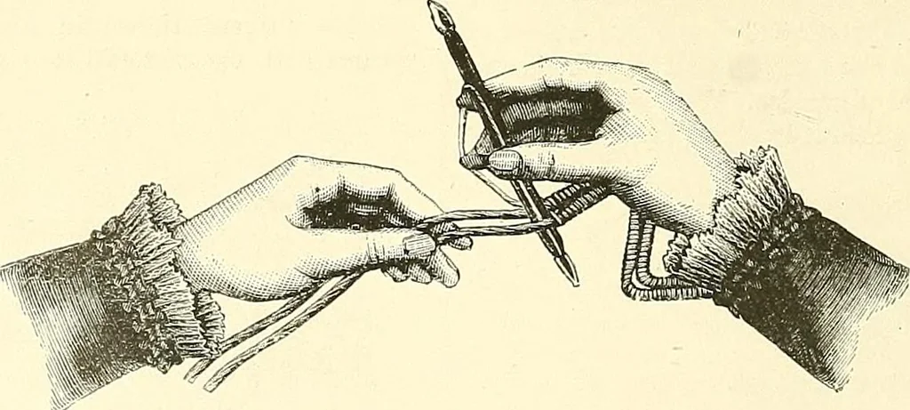 An illustration from The dictionary of needlework : an encyclopaedia of artistic, plain, and fancy needlework. Dealing fully with the details of all the stitches employed, the method of working, the materials used, the meaning of technical terms, and, where necessary, tracing the origin and history of the various works described. Illustrated with upwards of 800 wood engravings, and coloured plates. Plain sewing, textiles, dressmaking, appliances, and terms, 1885, leaf 35