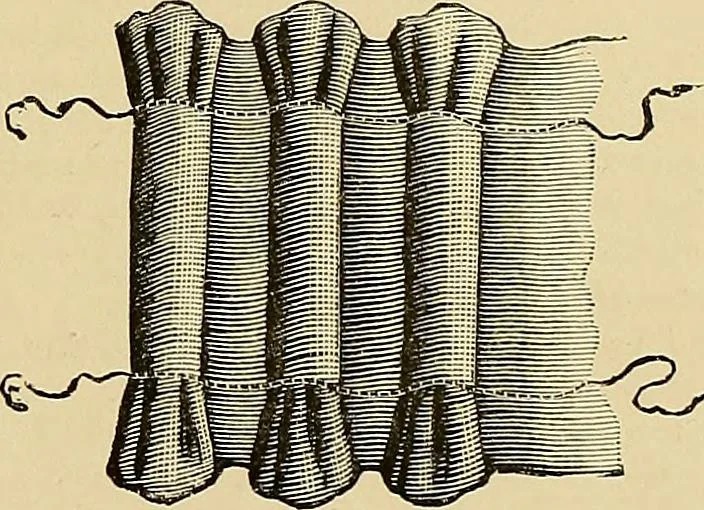 An illustration from The dictionary of needlework : an encyclopaedia of artistic, plain, and fancy needlework. Dealing fully with the details of all the stitches employed, the method of working, the materials used, the meaning of technical terms, and, where necessary, tracing the origin and history of the various works described. Illustrated with upwards of 800 wood engravings, and coloured plates. Plain sewing, textiles, dressmaking, appliances, and terms, 1885, leaf 56