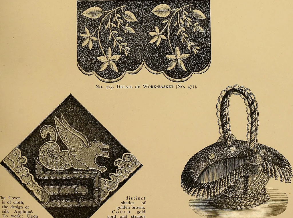 An illustration from The dictionary of needlework : an encyclopaedia of artistic, plain, and fancy needlework. Dealing fully with the details of all the stitches employed, the method of working, the materials used, the meaning of technical terms, and, where necessary, tracing the origin and history of the various works described. Illustrated with upwards of 800 wood engravings, and coloured plates. Plain sewing, textiles, dressmaking, appliances, and terms, 1885, leaf 102