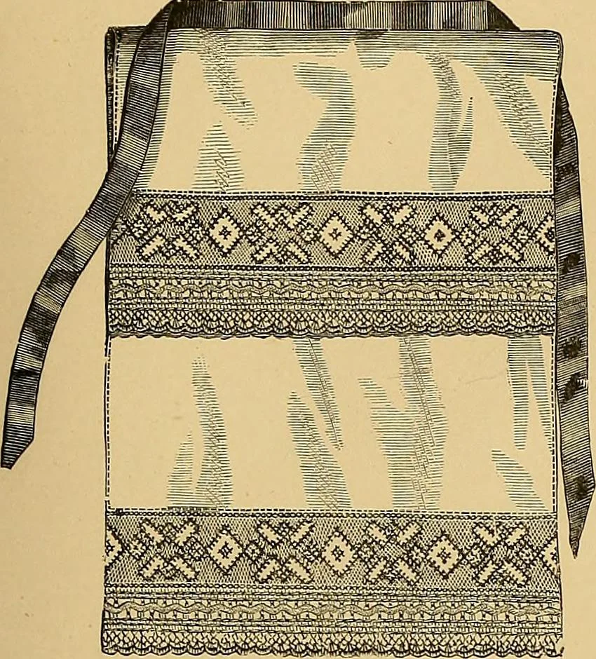 An illustration from The dictionary of needlework : an encyclopaedia of artistic, plain, and fancy needlework. Dealing fully with the details of all the stitches employed, the method of working, the materials used, the meaning of technical terms, and, where necessary, tracing the origin and history of the various works described. Illustrated with upwards of 800 wood engravings, and coloured plates. Plain sewing, textiles, dressmaking, appliances, and terms, 1885, leaf 126