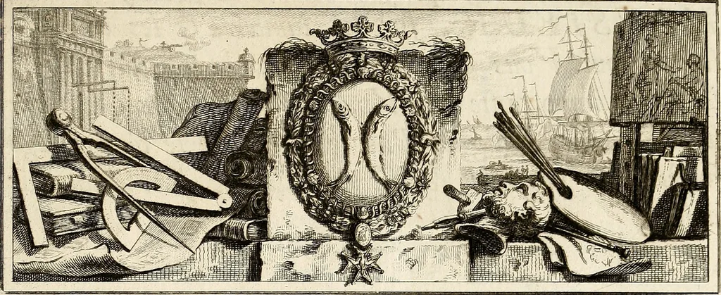 An illustration from Dictionnaire d'architecture, civile, militaire et navale, antique, ancienne et moderne : et de tous les arts et métiers qui en dépendent; Dont tous les Termes sont exprimés, en François, Latin, Italien, Espagnol, Anglois et Allemand. Enrichi de cent une Planches de Figures en Taille-douce, ... auquel on a joint Une Notice des Architectes, Ingénieurs, Peintres, Sculpteurs, Graveurs, & autres Artistes les plus celebres, dont on rapporte les principaux Ouvrages., 1770, leaf 14