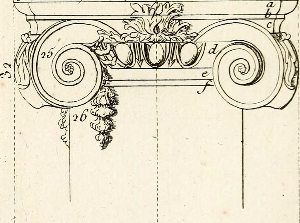 An illustration from Dictionnaire d'architecture, civile, militaire et navale, antique, ancienne et moderne : et de tous les arts et métiers qui en dépendent; Dont tous les Termes sont exprimés, en François, Latin, Italien, Espagnol, Anglois et Allemand. Enrichi de cent une Planches de Figures en Taille-douce, ... auquel on a joint Une Notice des Architectes, Ingénieurs, Peintres, Sculpteurs, Graveurs, & autres Artistes les plus celebres, dont on rapporte les principaux Ouvrages., 1770, leaf 260