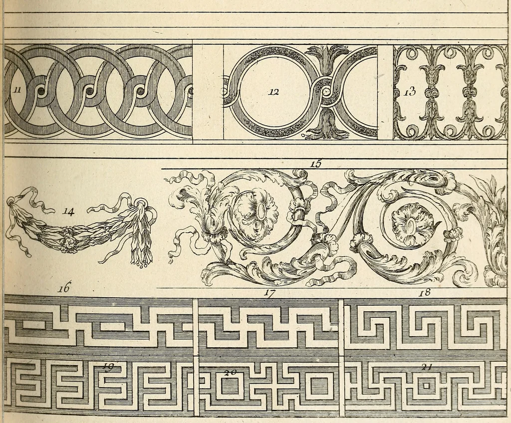 An illustration from Dictionnaire d'architecture, civile, militaire et navale, antique, ancienne et moderne : et de tous les arts et métiers qui en dépendent; Dont tous les Termes sont exprimés, en François, Latin, Italien, Espagnol, Anglois et Allemand. Enrichi de cent une Planches de Figures en Taille-douce, ... auquel on a joint Une Notice des Architectes, Ingénieurs, Peintres, Sculpteurs, Graveurs, & autres Artistes les plus celebres, dont on rapporte les principaux Ouvrages., 1770, leaf 286