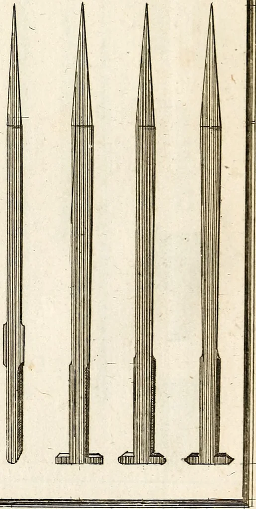 An illustration from Dictionnaire d'architecture, civile, militaire et navale, antique, ancienne et moderne : et de tous les arts et métiers qui en dépendent; Dont tous les Termes sont exprimés, en François, Latin, Italien, Espagnol, Anglois et Allemand. Enrichi de cent une Planches de Figures en Taille-douce, ... auquel on a joint Une Notice des Architectes, Ingénieurs, Peintres, Sculpteurs, Graveurs, & autres Artistes les plus celebres, dont on rapporte les principaux Ouvrages., 1770, leaf 404