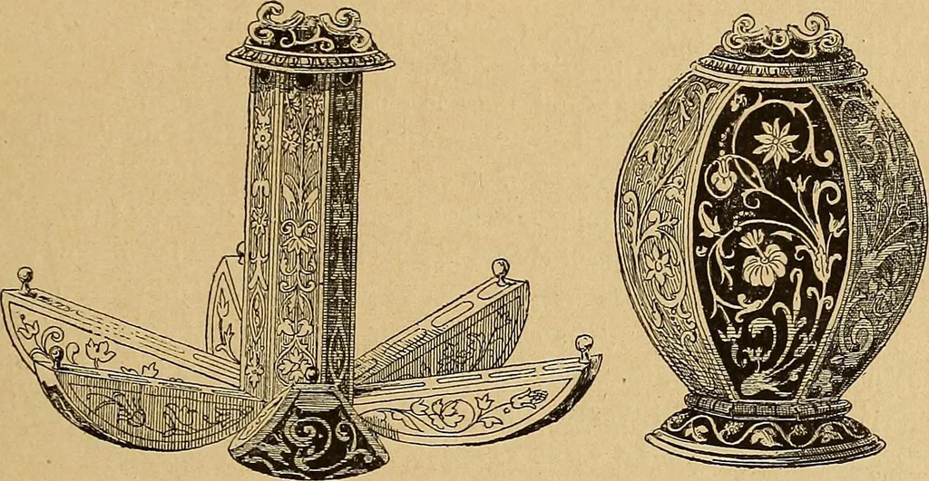 An illustration from Dictionnaire des arts décoratifs à l'usage des artisans, des artistes, des amateurs et des écoles, 1880, leaf 254