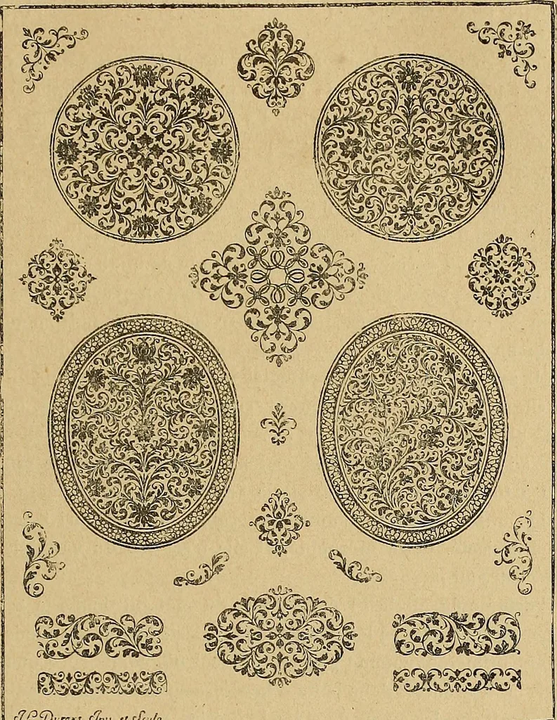 An illustration from Dictionnaire des arts décoratifs à l'usage des artisans, des artistes, des amateurs et des écoles, 1880, leaf 668