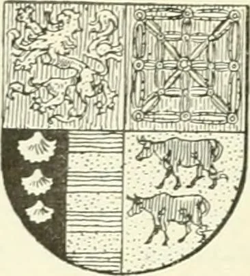 An illustration from Dictionnaire des figures héraldiques, 1894, leaf 258