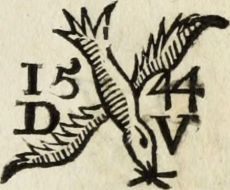 An illustration from Dictionnaire des monogrammes, chiffres, lettres initiales, logogryphes, rébus, &c. sous lesquels les plus célébres peintres, graveurs & dessinateurs ont dessiné leurs noms, 1750, leaf 180